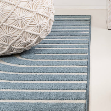 Anders High-Low MidCentury Modern Arch Stripe Two-Tone Indoor/Outdoor Area Rug